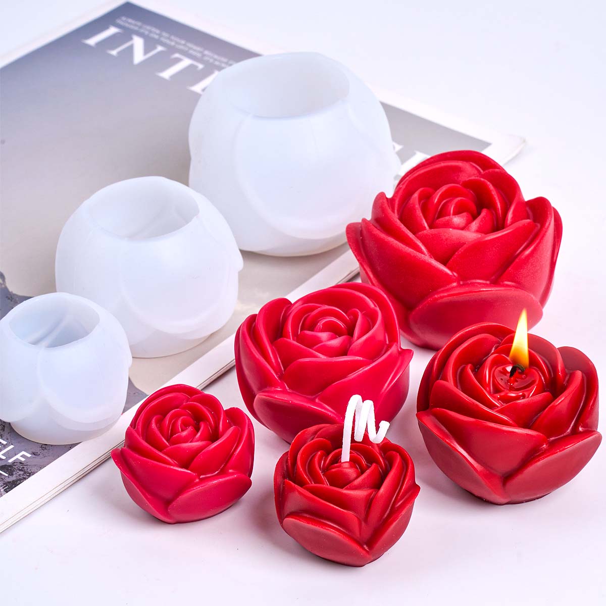 Home Fragrance Rose - 3D Bloemvorm Siliconen Kaars Schimmel DIY